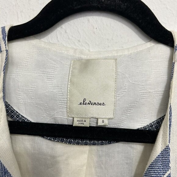 Elevenses Anthropologie North Channel Blue Striped Linen Blend Jacket Size S - Picture 10 of 14